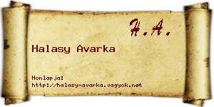 Halasy Avarka névjegykártya